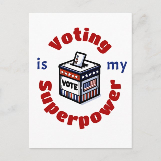 Carte Postale Voter est ma superpuissance (Devant)