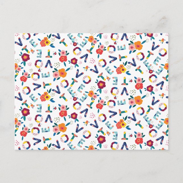 Carte Postale Voter Moderne Floral Whimsical Orange Bleu Jaune (Devant)