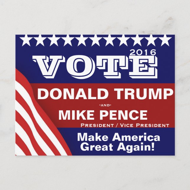 Carte Postale Votez Donald Trump et Mike Pence (Devant)
