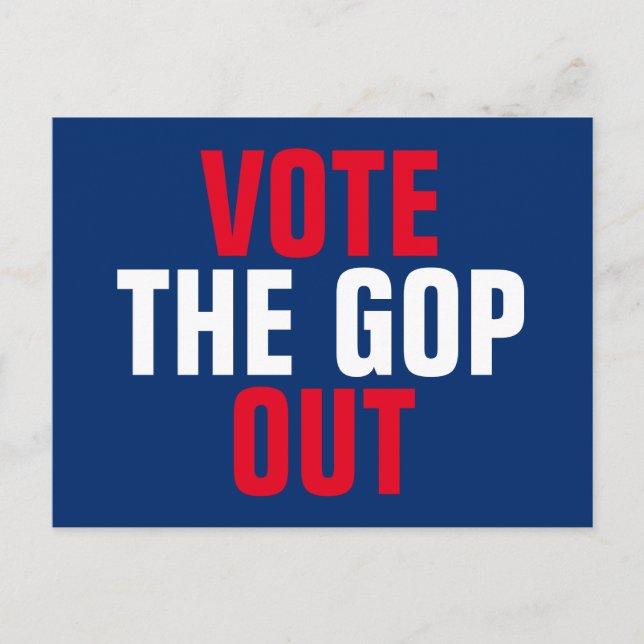Carte Postale Votez le GOP Out Rouge Bleu Politique (Devant)