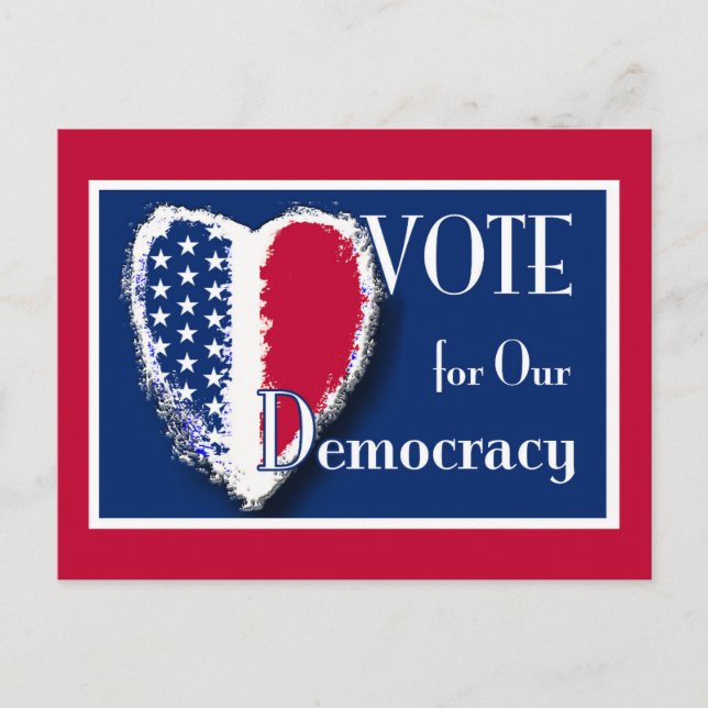 Carte Postale Votez pour Notre Démocratie Coeur patriotique (Devant)