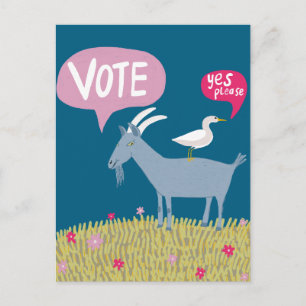 Carte Postale VOTING GOAT Vote 2024 Elections Cute USA
