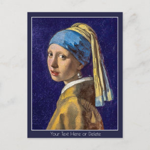Carte Postale Votre fille Vermeer couleur/texte avec une oreille