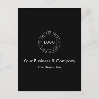 Carte Postale Votre logo d'entreprise sur noir personnalisé