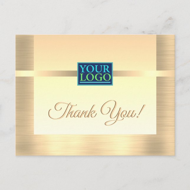 Carte Postale Votre logo, nom commercial, message, Merci Gold (Devant)