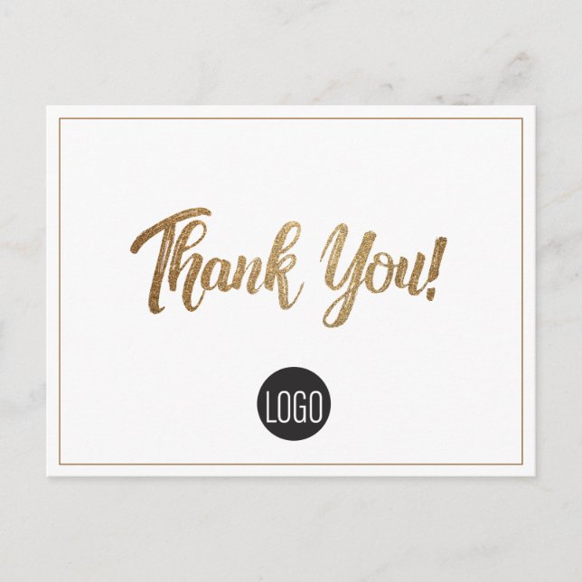 Carte Postale Votre Logo Simple Entreprise Custom Gold Merci (Devant)