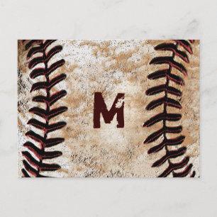 Carte Postale Votre Monogramme Vintage de base-ball