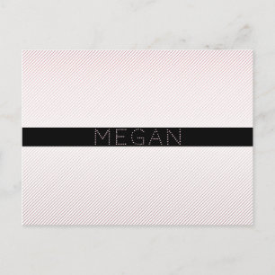 Carte Postale Votre nom   Blanc fin et Rose subtil Ombre Stripes