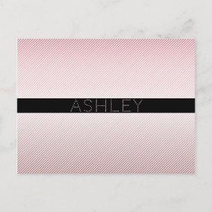 Carte Postale Votre nom   Ombre Rose mince et bandes blanches