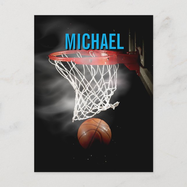 Carte Postale Votre nom personnalisable Basketball Artwork Pop A (Devant)