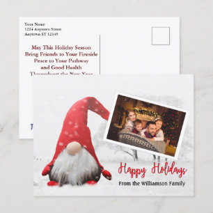 Carte Postale Votre Photo Avec Snowy Gnome Joyeuses Fêtes
