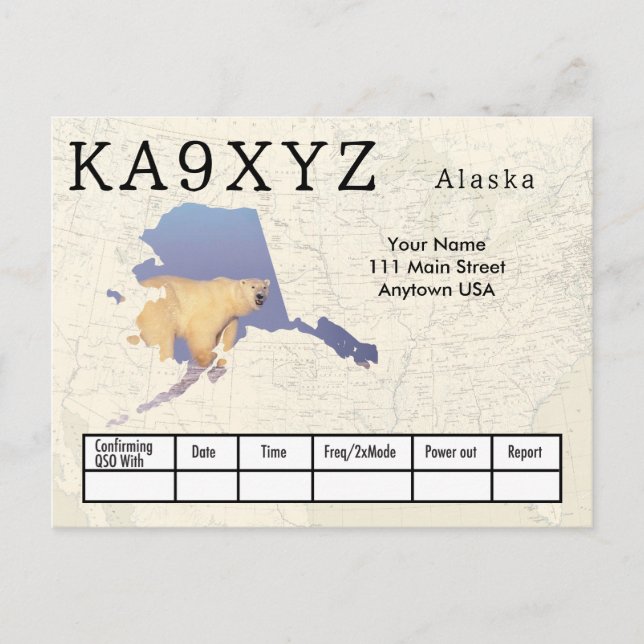 Carte Postale Votre photo en Alaska découpe QSL personnalisé (Devant)