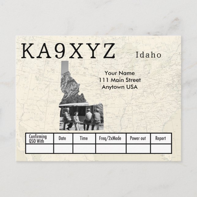 Carte Postale Votre photo Idaho découpe QSL personnalisé (Devant)