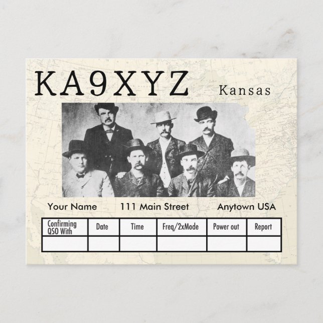 Carte Postale Votre photo Kansas en forme découpe QSL personnali (Devant)