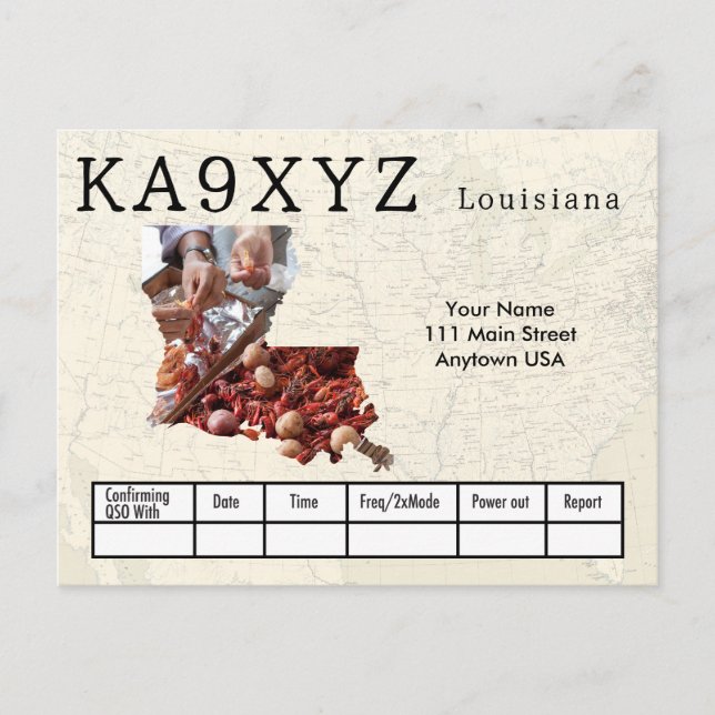 Carte Postale Votre photo Louisiana découpe QSL personnalisé (Devant)