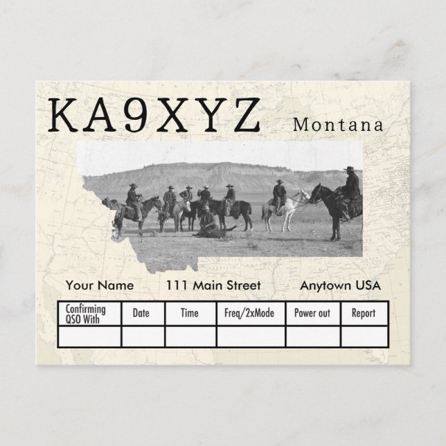 Carte Postale Votre photo Montana découpe QSL personnalisé (Devant)