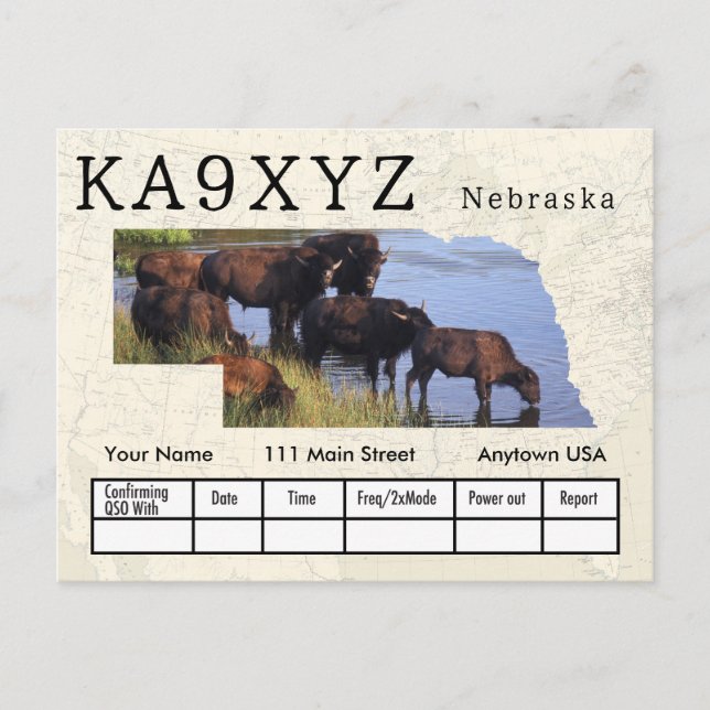 Carte Postale Votre photo Nebraska façonné découpe QSL personnal (Devant)
