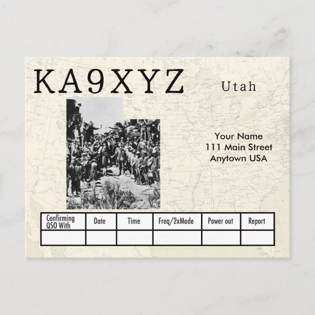 Carte Postale Votre photo Utah en forme découpe QSL personnalisé (Devant)