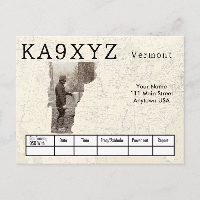 Carte Postale Votre photo Vermont découpe QSL personnalisé (Devant)