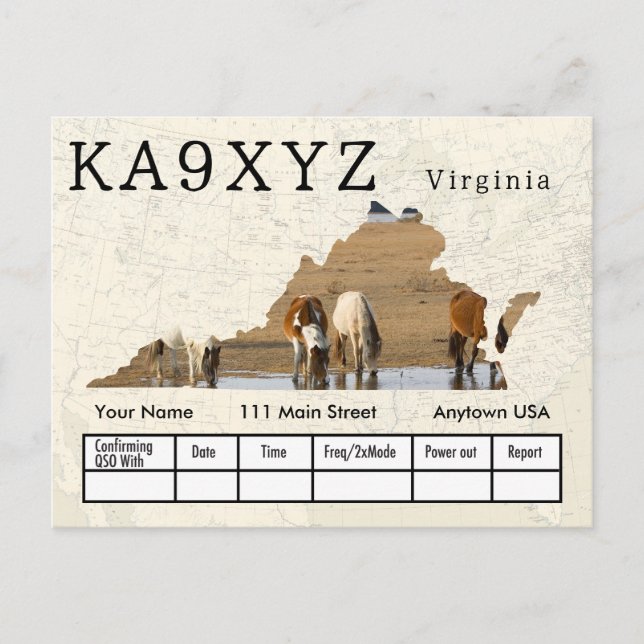 Carte Postale Votre photo Virginia façonnée découpe QSL personna (Devant)