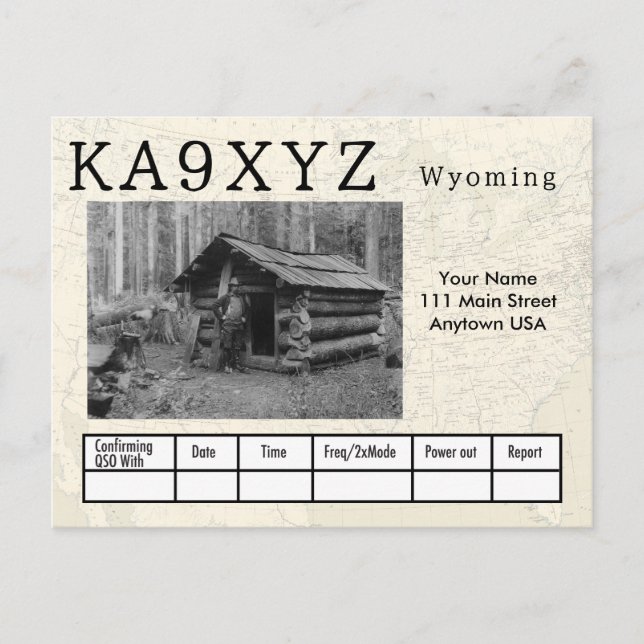 Carte Postale Votre photo Wyoming Formé Découpe QSL personnalisé (Devant)