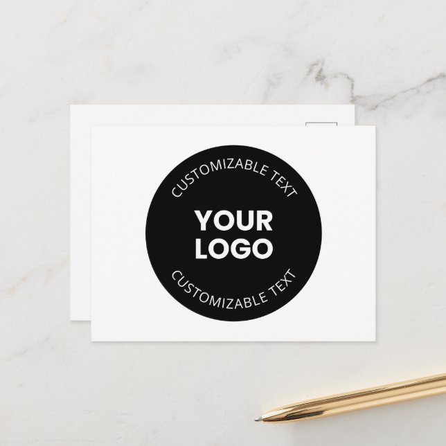 Carte Postale Votre propre logo d'entreprise téléchargé avec tex (Devant/Arrière en situation)