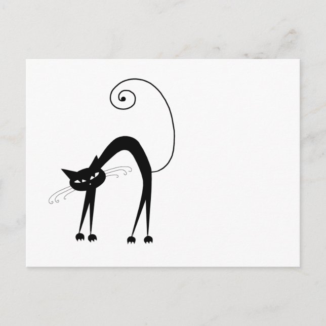 Carte Postale Votre texte - Caractère Chat Noir Pose 2 (Devant)