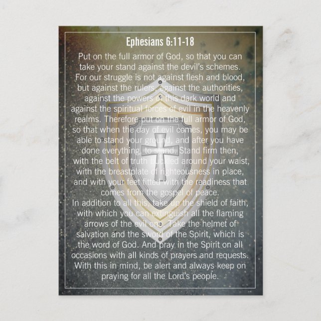 Carte Postale Votre texte/couleur Armure de Dieu Bouclier Éphési (Devant)