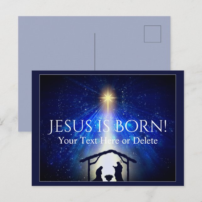 Carte Postale Votre texte/couleur Jésus Nativité Noël étoile ble (Devant / Derrière)
