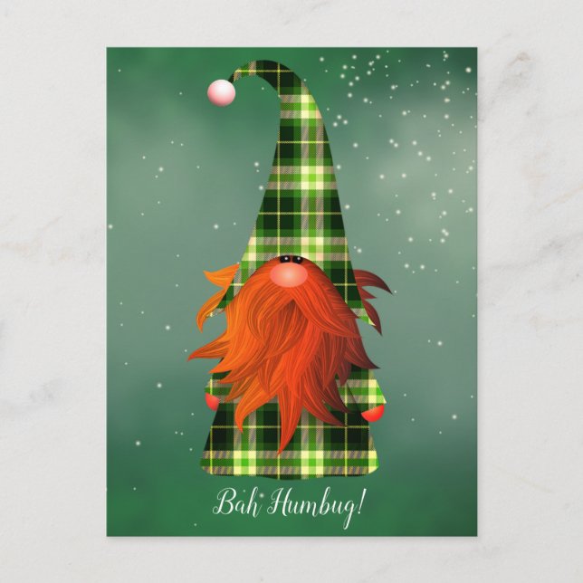 Carte Postale Votre texte/couleur vert pâle Gnome Holiday Snowfl (Devant)