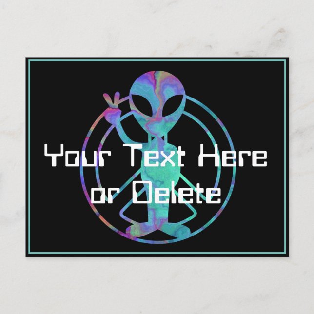 Carte Postale Votre texte Teinture bleue Teinture Alien Paix Sig (Devant)
