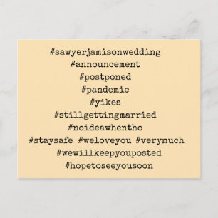 Carte Postale Votre Top 12 Hashtags Peach Postponed Mariage