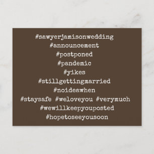 Carte Postale Votre Top 12 Hashtags Postponed Mariage Brown
