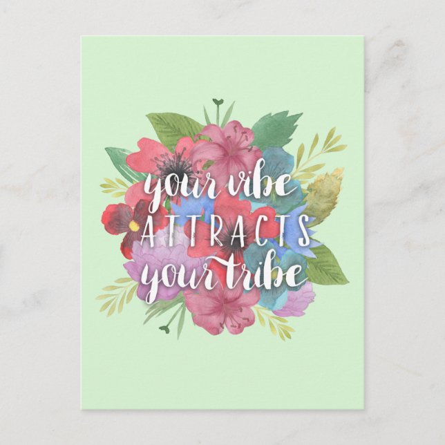 Carte Postale Votre Vibe Attire Votre Citation Fleur sauvage Tri (Devant)