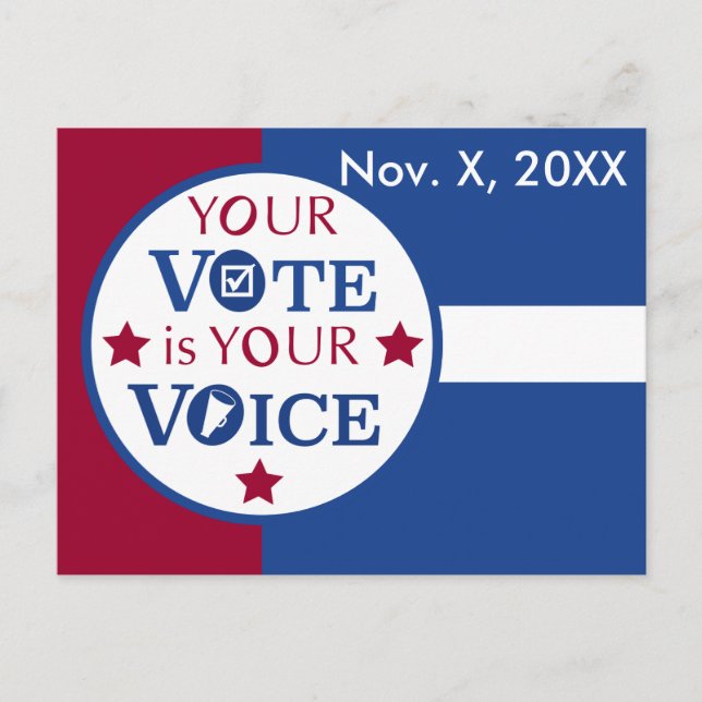 Carte Postale Votre voix est votre vote en personne Rappel de vo (Devant)