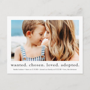 Carte Postale voulu choisi aimé adopté Minimal Photo Adoption