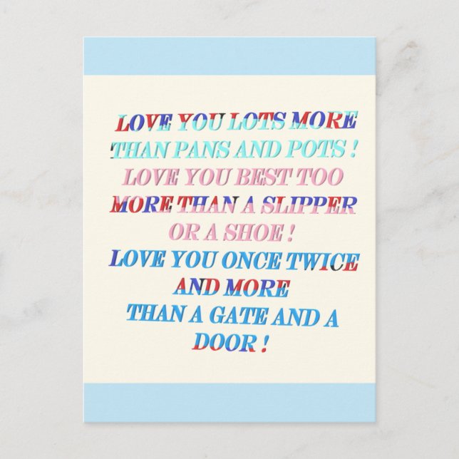 Carte Postale Vous aimez plus d'occasion cadeau avec des mots (Devant)