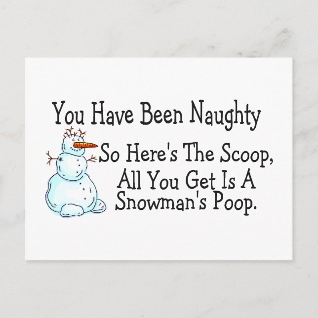 Carte Postale Vous Avez Été Mauvais Snowmans Poop (Devant)