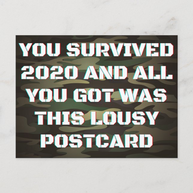 Carte Postale Vous avez survécu 2020 drôle Nouvel An (Devant)