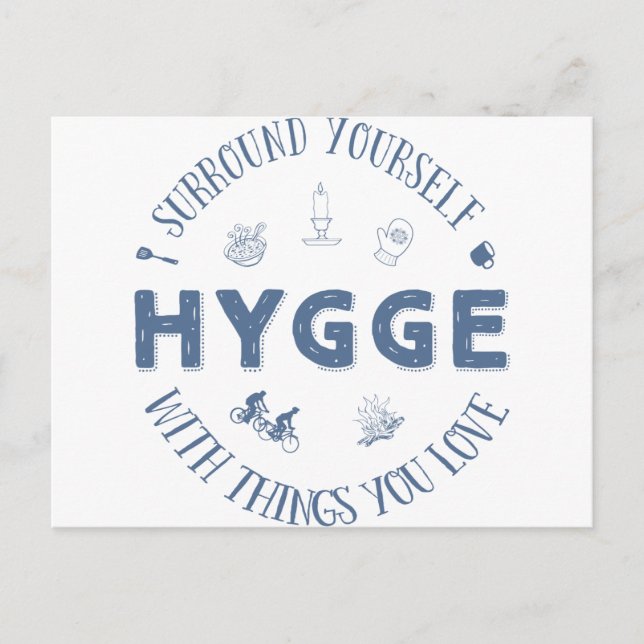 Carte Postale Vous entourer avec Hygge (texte bleu foncé) (Devant)