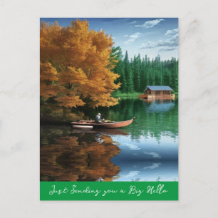 Carte Postale Vous envoie un grand bonjour   Canot sur le lac