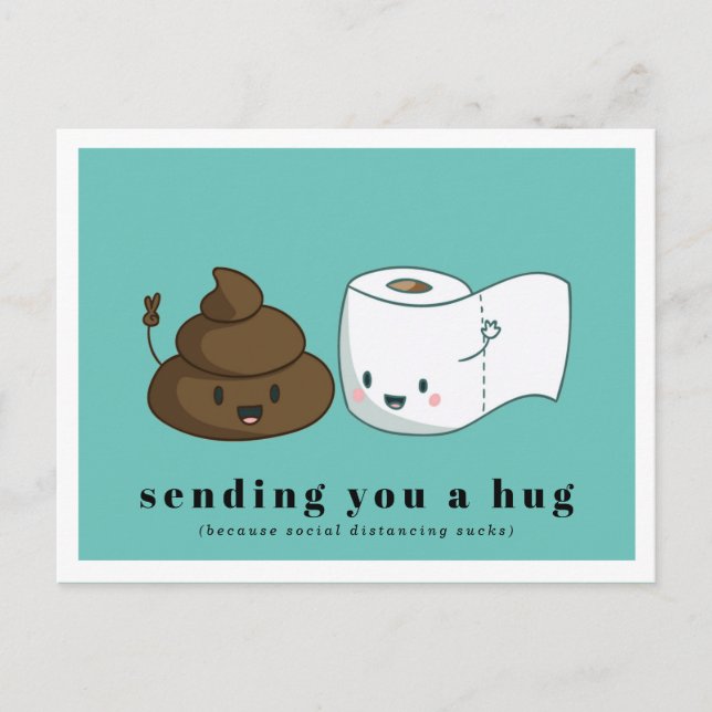Carte Postale Vous envoyer un câlin | Kawaii Toilettes Papier &  (Devant)
