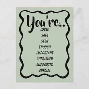 Carte Postale Vous êtes aimé en sécurité vu vert   Inspirant et 
