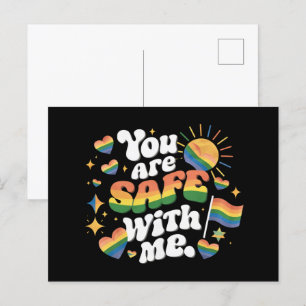 Carte Postale Vous êtes en sécurité avec moi LGBT Arc-en-ciel Ga
