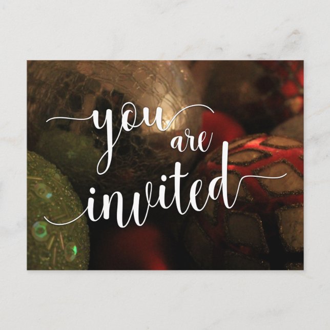 Carte Postale Vous Êtes Invité Fête De Noël, Boules De Verre (Devant)