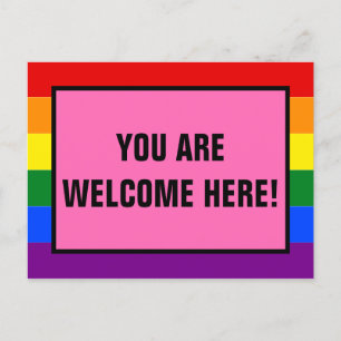 Carte Postale Vous Êtes Les Bienvenus Ici Client LGBTQ Rainbow P