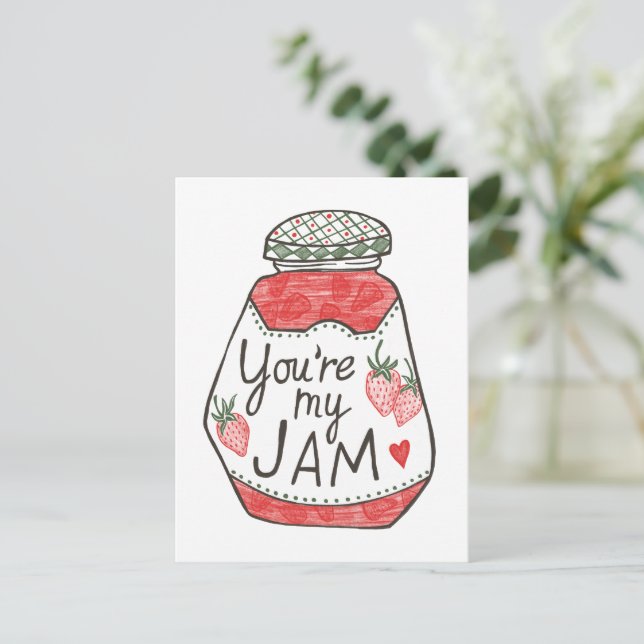 Carte Postale VOUS ÊTES MA Fraise JAM Illustration Personnalisat (Debout devant)