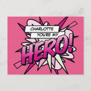 Carte Postale Vous êtes mon HERO Fun Retro Comic Book Pop Art