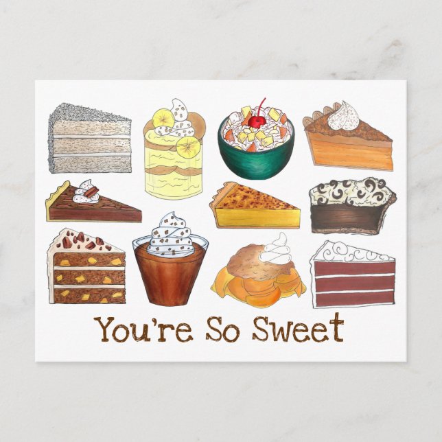 Carte Postale Vous êtes si doux Desserts Sud Cake Pie Pudding (Devant)