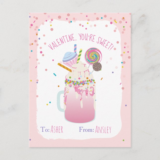 Carte Postale Vous êtes Sweet Crazy Milkshake Candy Kids Valenti (Devant)